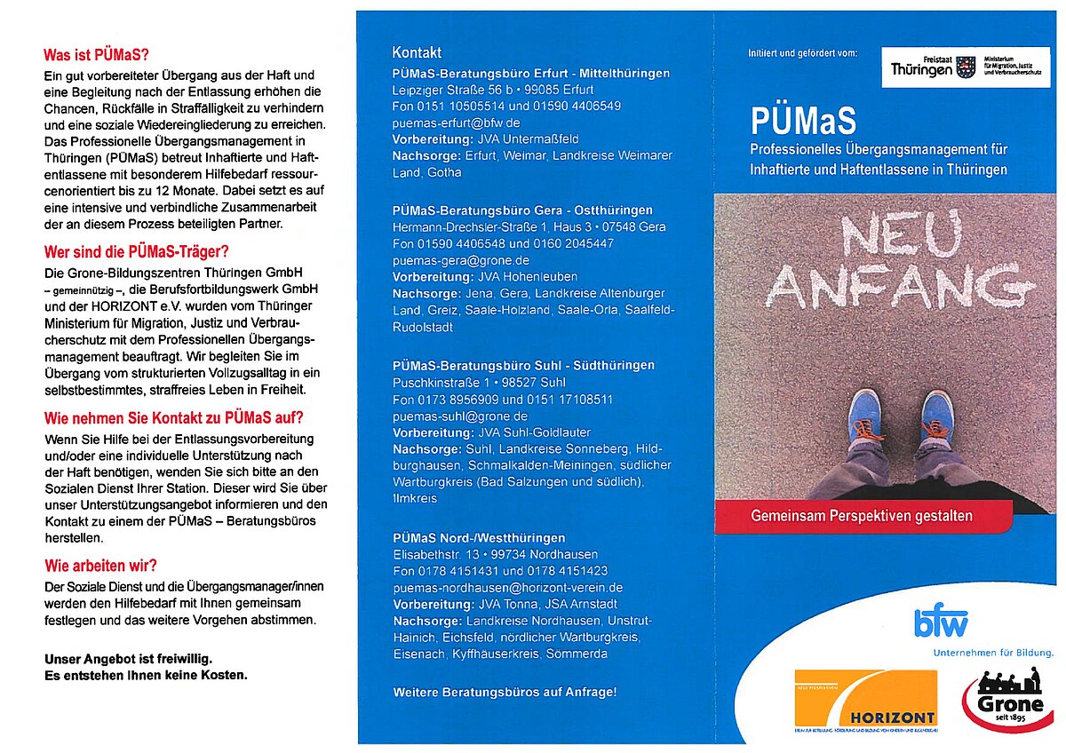 Ein Flyer von PÜMaS, was ist PÜMaS, wer sind die Träger und wie arbeiten wir.